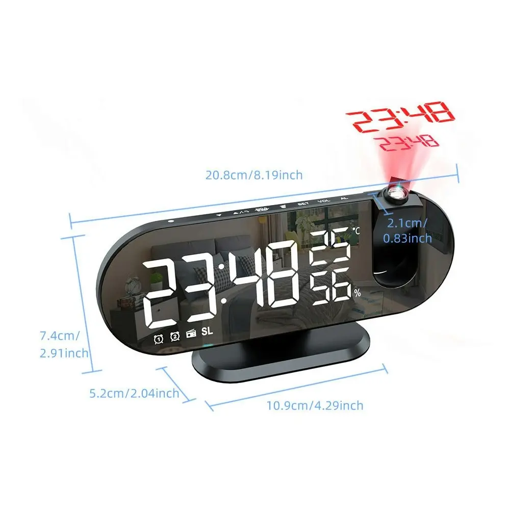 LED Digital Projection Alarm Clock with Projection FM Radio Time Projector