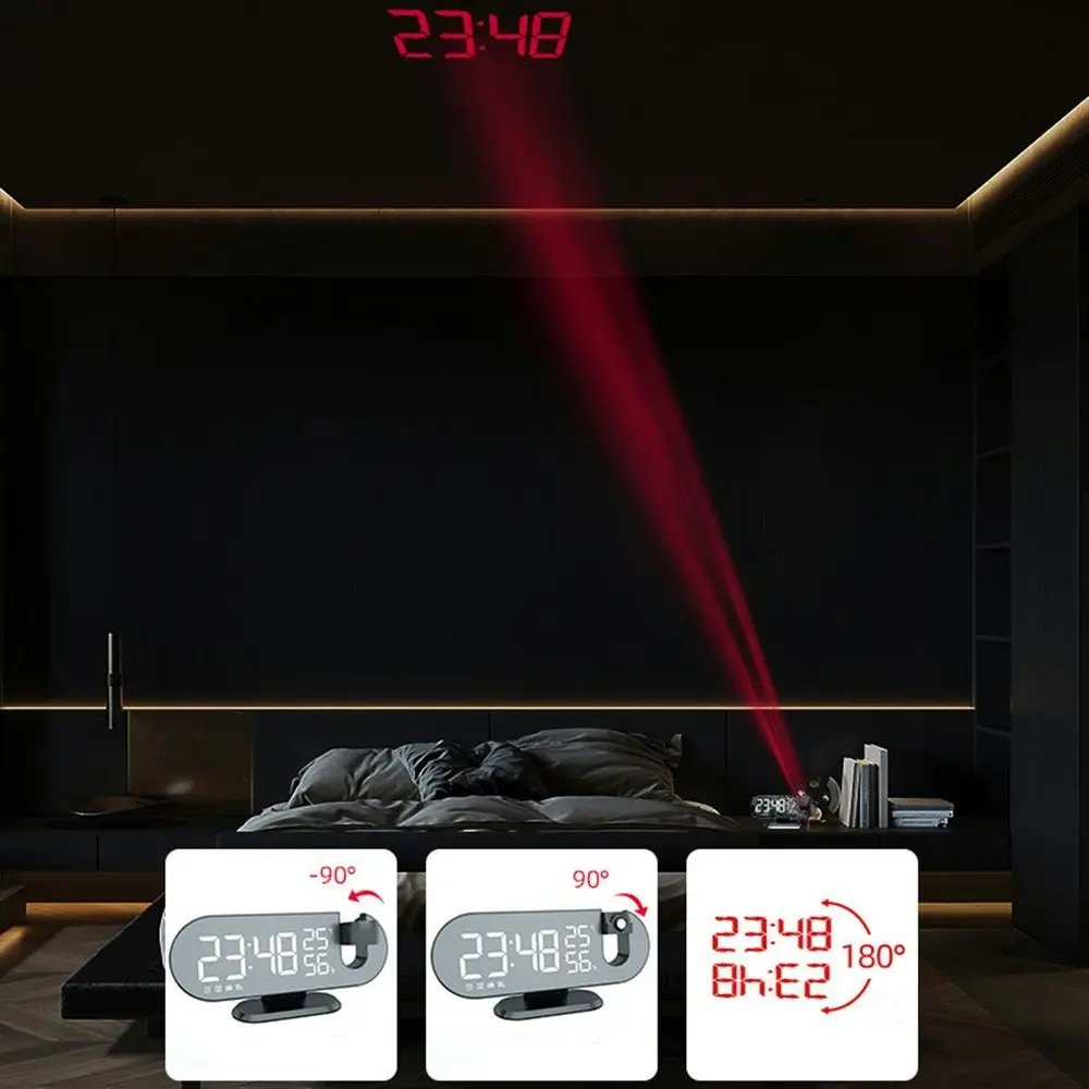 LED Digital Projection Alarm Clock with Projection FM Radio Time Projector