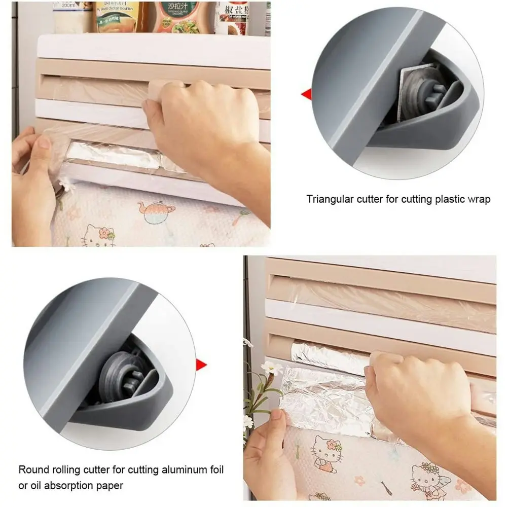 3 in 1 wall-mounted storage rack paper towel rack tin foil plastic wrap dispenser