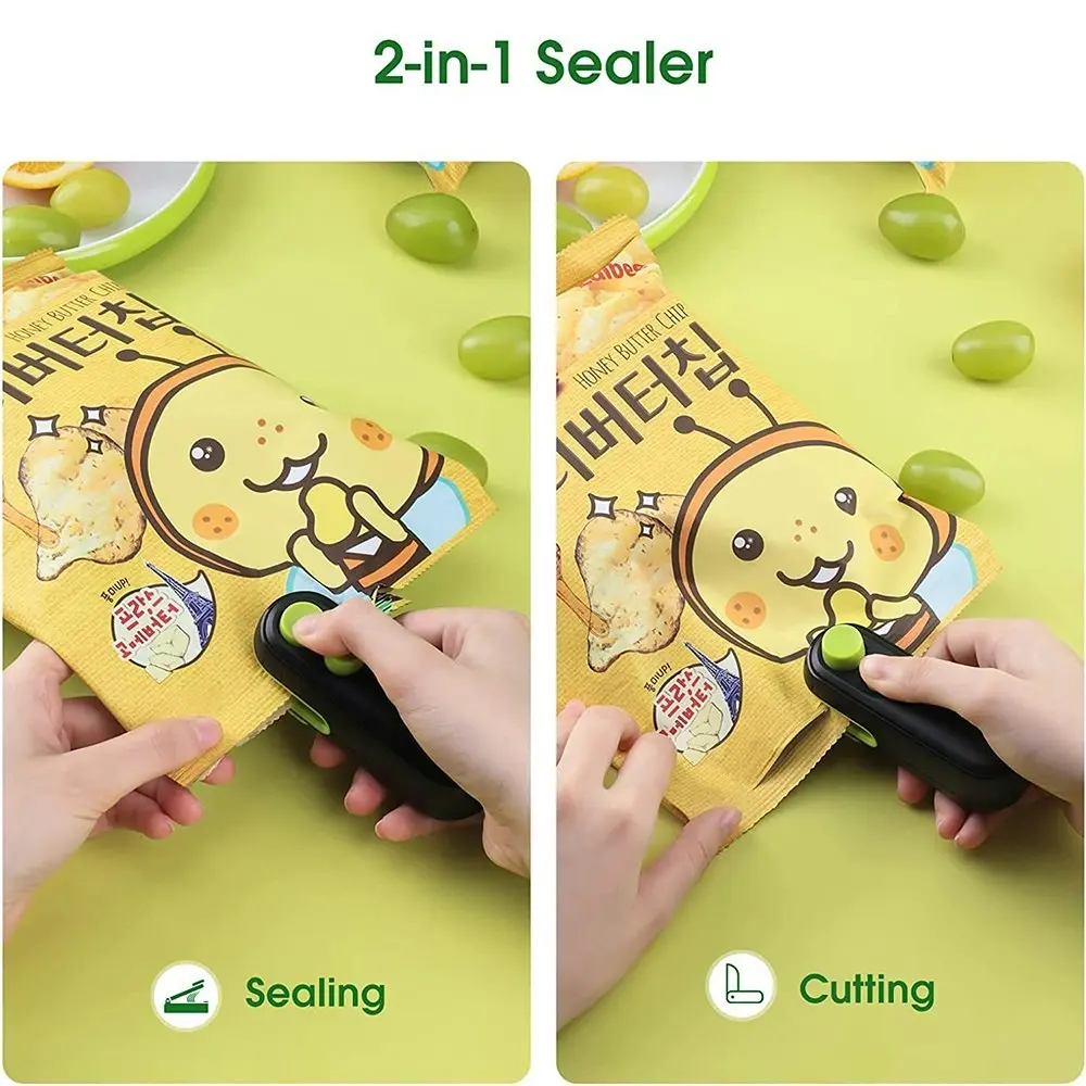 Mini Bag Sealer 2 in 1 Heat Sealer For Snack Handheld Vacuum Bag Sealing Machine