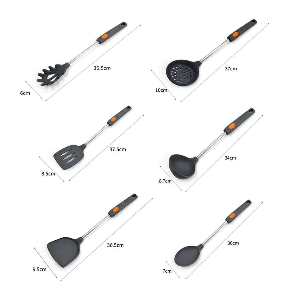 6 piece Stainless Steel Silicone Kitchen Utensils Set