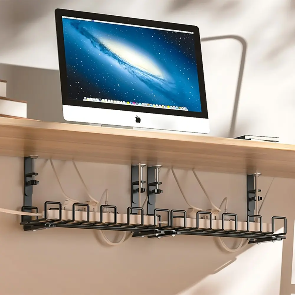 Adjustable and Removable Desks Cable Management Tray Matches Most Office Desks