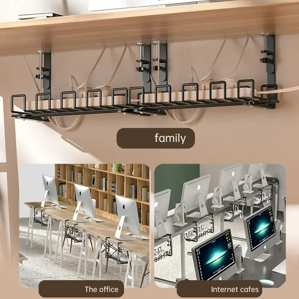 Adjustable and Removable Desks Cable Management Tray Matches Most Office Desks