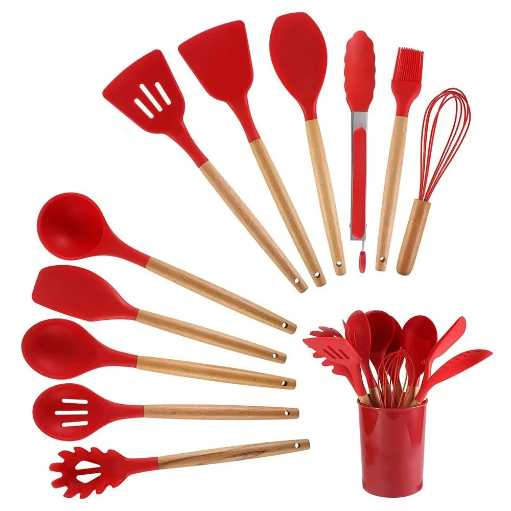 12 Pack Silicone Heat-Resistant Non-Stick Kitchen Utensils Cooking Tools