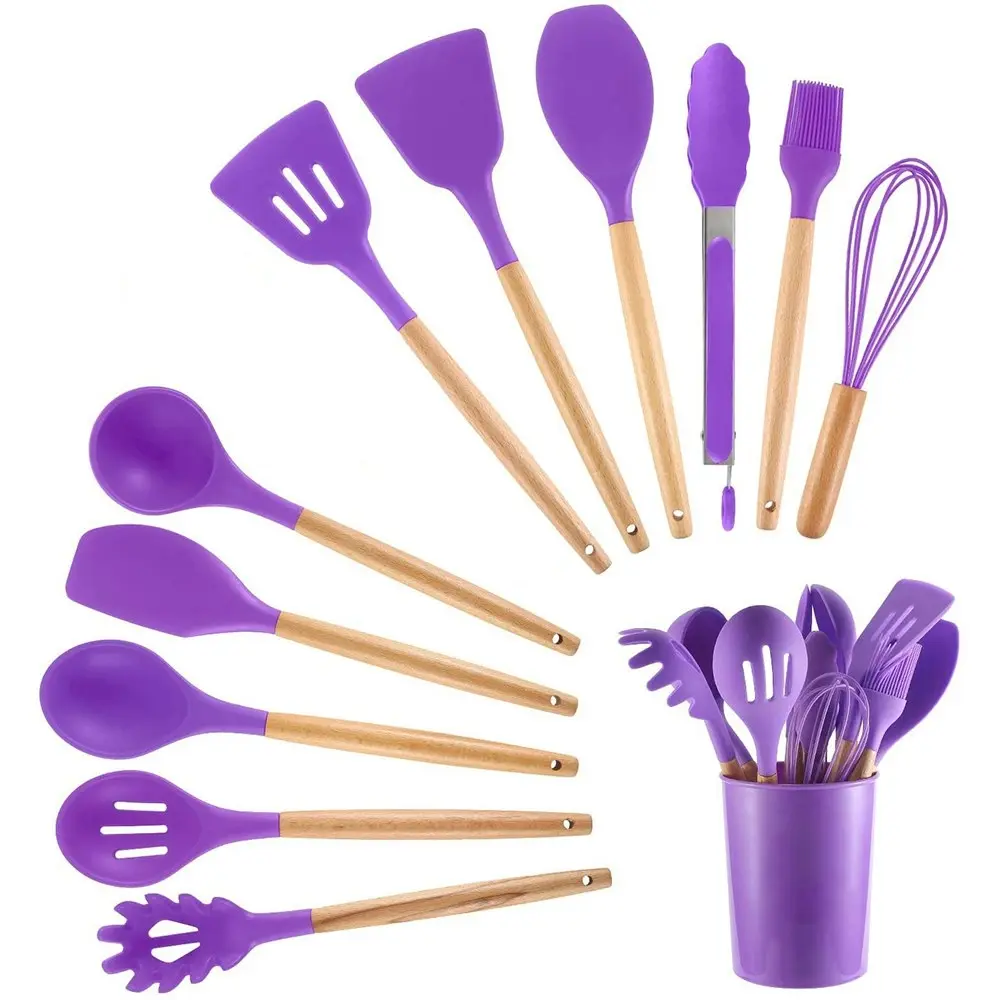 12 Pack Silicone Heat-Resistant Non-Stick Kitchen Utensils Cooking Tools