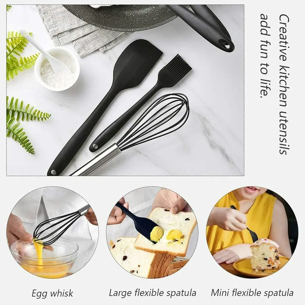 12 Pack Silicone Heat-Resistant Non-Stick Kitchen Utensils Cooking Tools