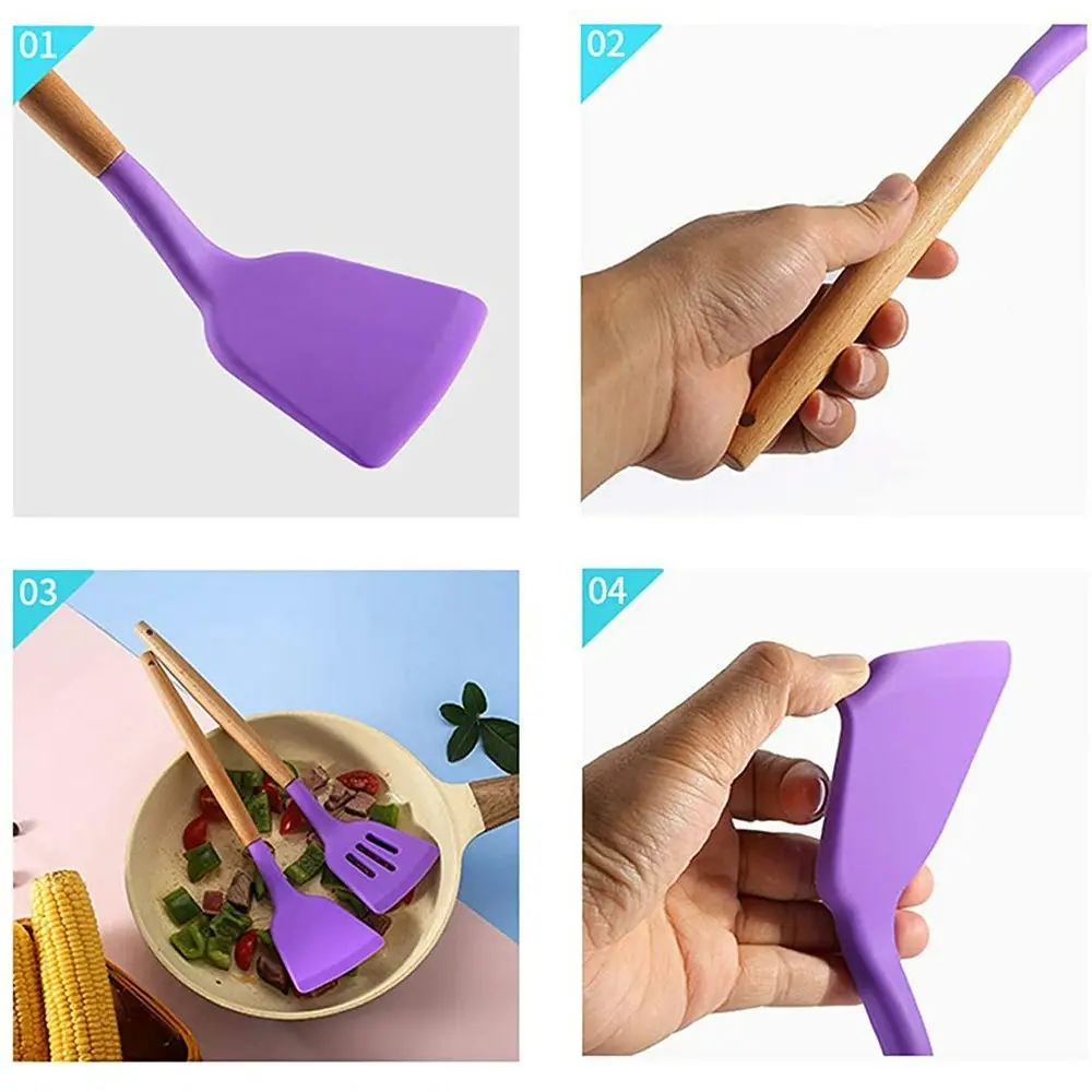 12 Pack Silicone Heat-Resistant Non-Stick Kitchen Utensils Cooking Tools