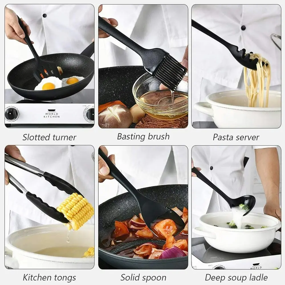 12 Pack Silicone Heat-Resistant Non-Stick Kitchen Utensils Cooking Tools