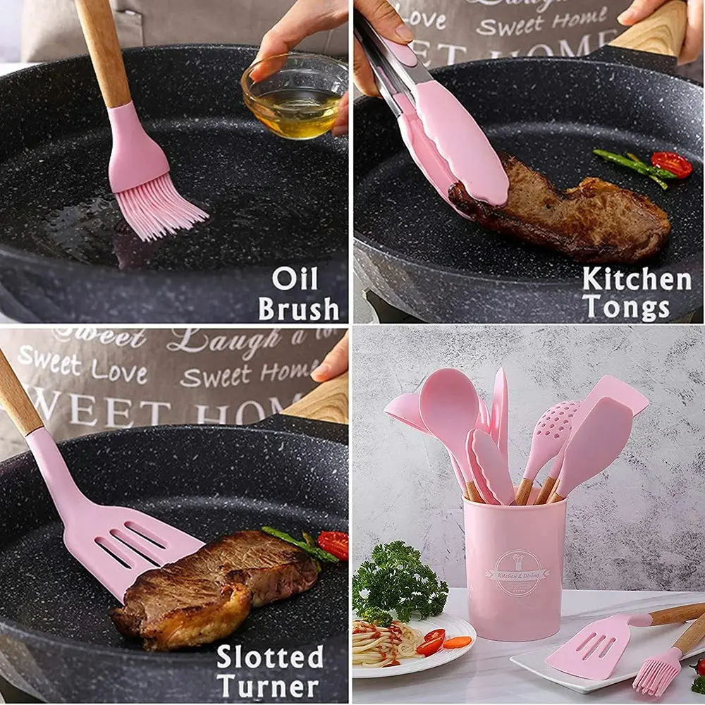 12 Pack Silicone Heat-Resistant Non-Stick Kitchen Utensils Cooking Tools