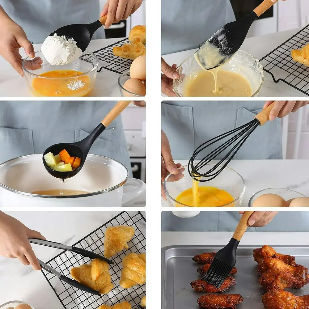 12 Pack Silicone Heat-Resistant Non-Stick Kitchen Utensils Cooking Tools