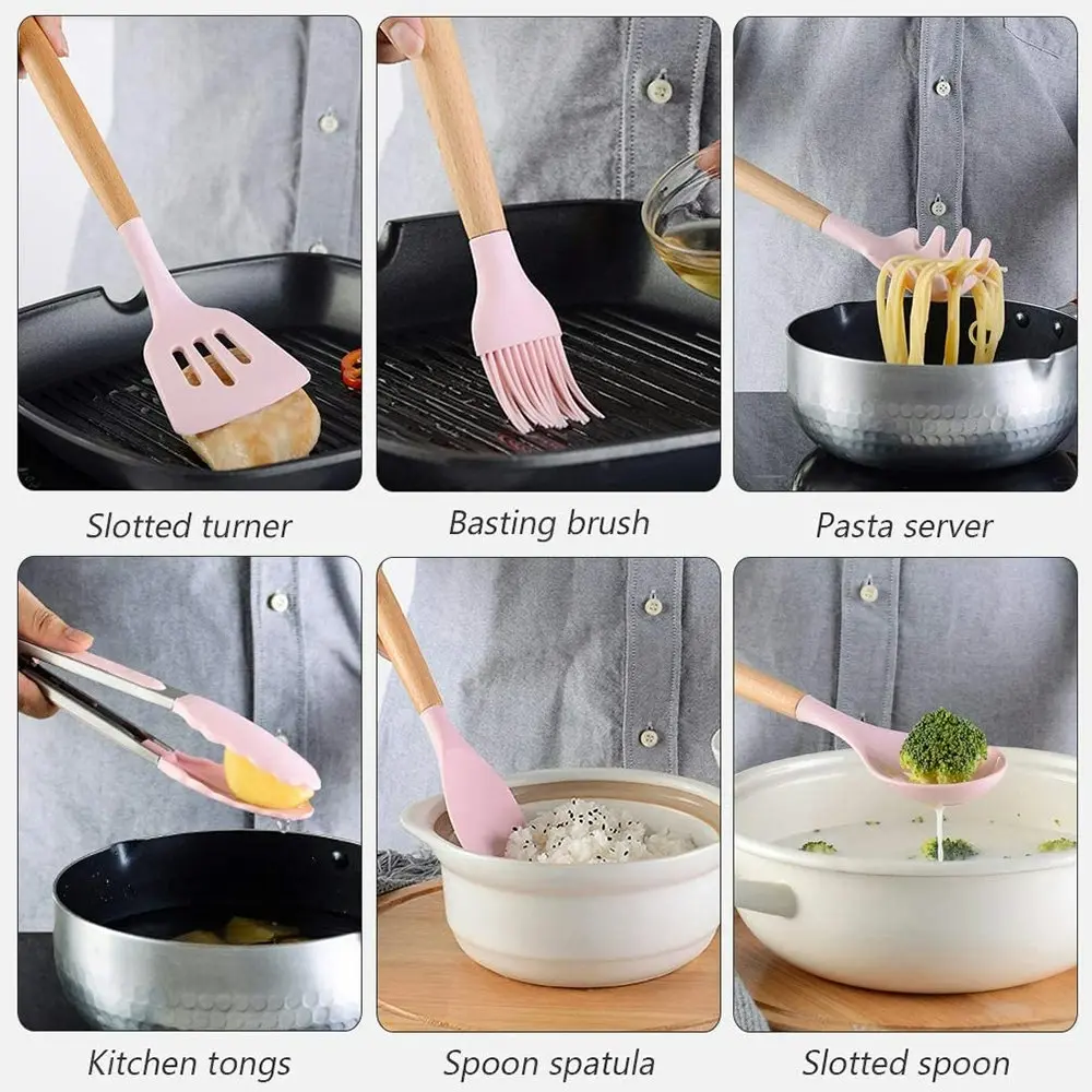 12 Pack Silicone Heat-Resistant Non-Stick Kitchen Utensils Cooking Tools