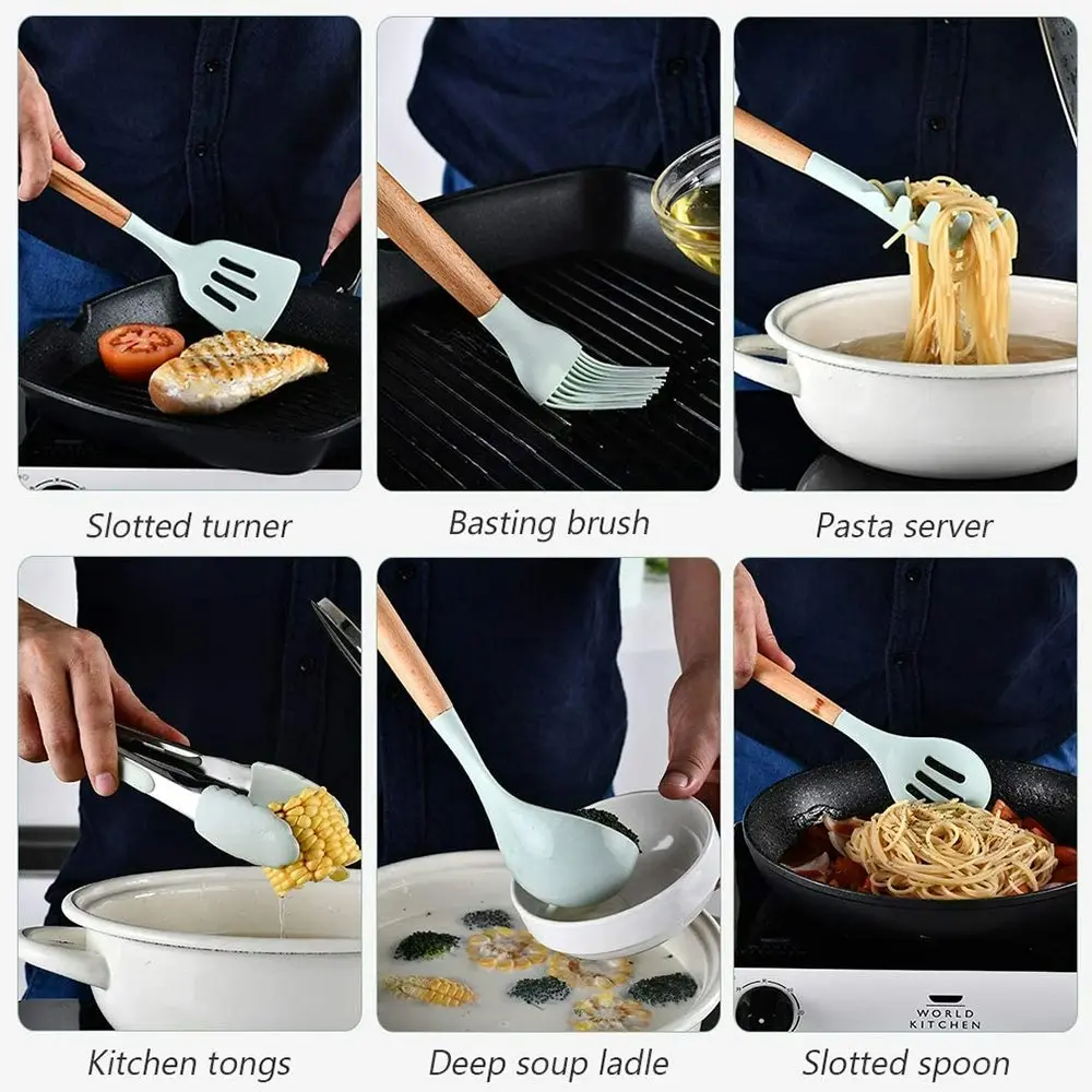 12 Pack Silicone Heat-Resistant Non-Stick Kitchen Utensils Cooking Tools