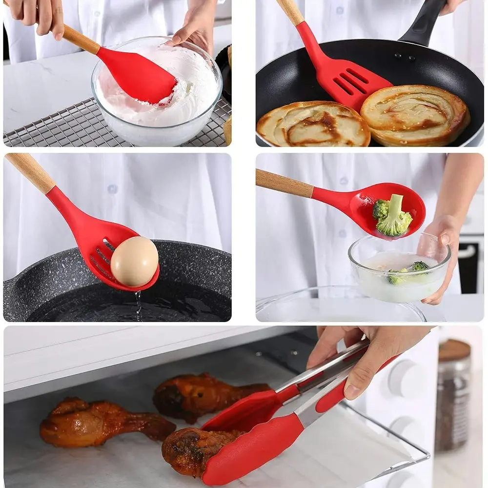 12 Pack Silicone Heat-Resistant Non-Stick Kitchen Utensils Cooking Tools