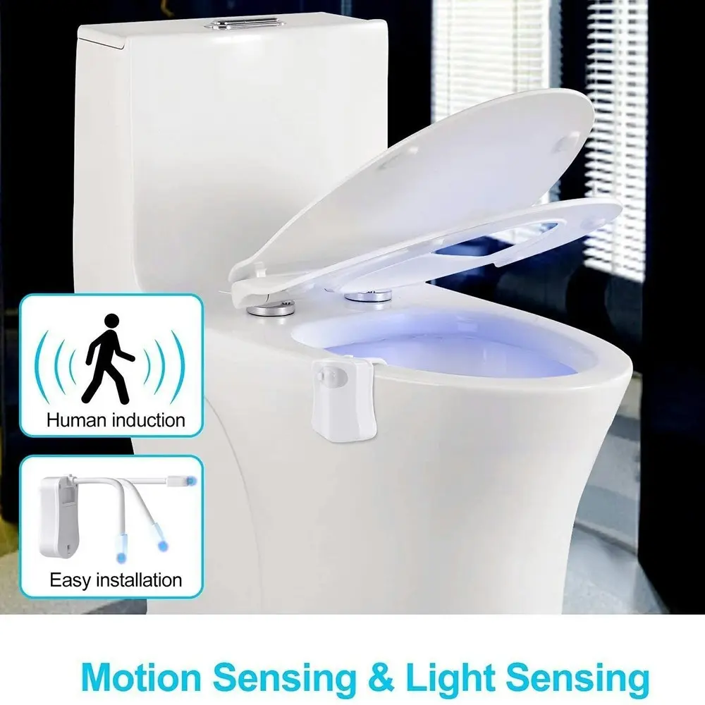 Toilet Light with Motion Sensor LED 8 Colors Changing Light Bathroom Night Light