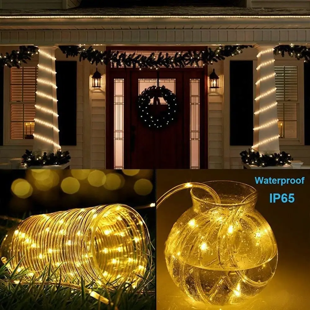 Solar Powered Strip Lights Waterproof Light Garden Christmas Decor-Warm White