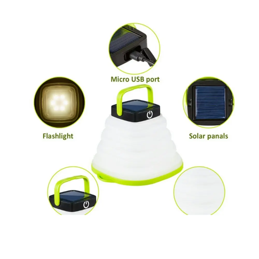 Portable Solar Camping Lights Collapsible Light with 3 Brightness Levels