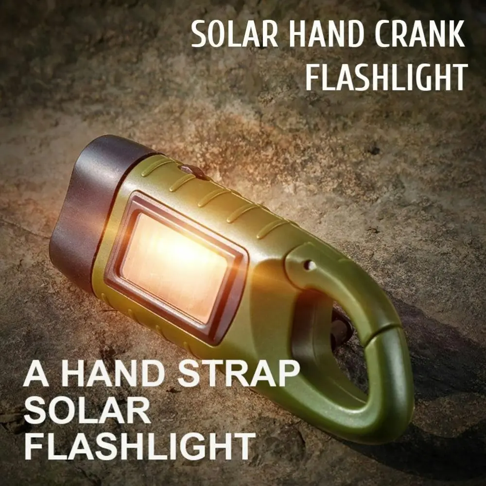 Hand Crank Solar Powered Flashlight Emergency Rechargeable Led Flashlight-Army Green