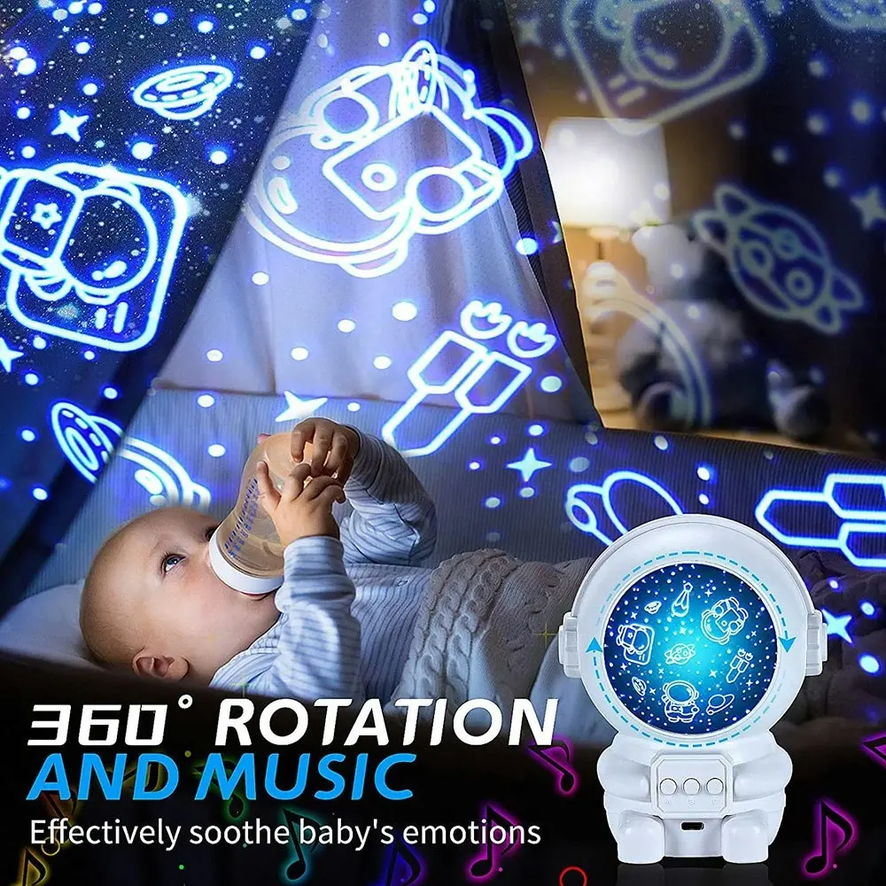 360 Degree Rotating Astronaut Night Light Projector With 8 Projection Films