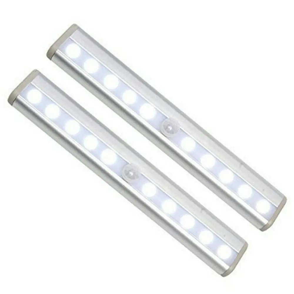 3 Pack 10 LED Motion Sensor Lights for Closet Cabinet Wardrobe Stairs