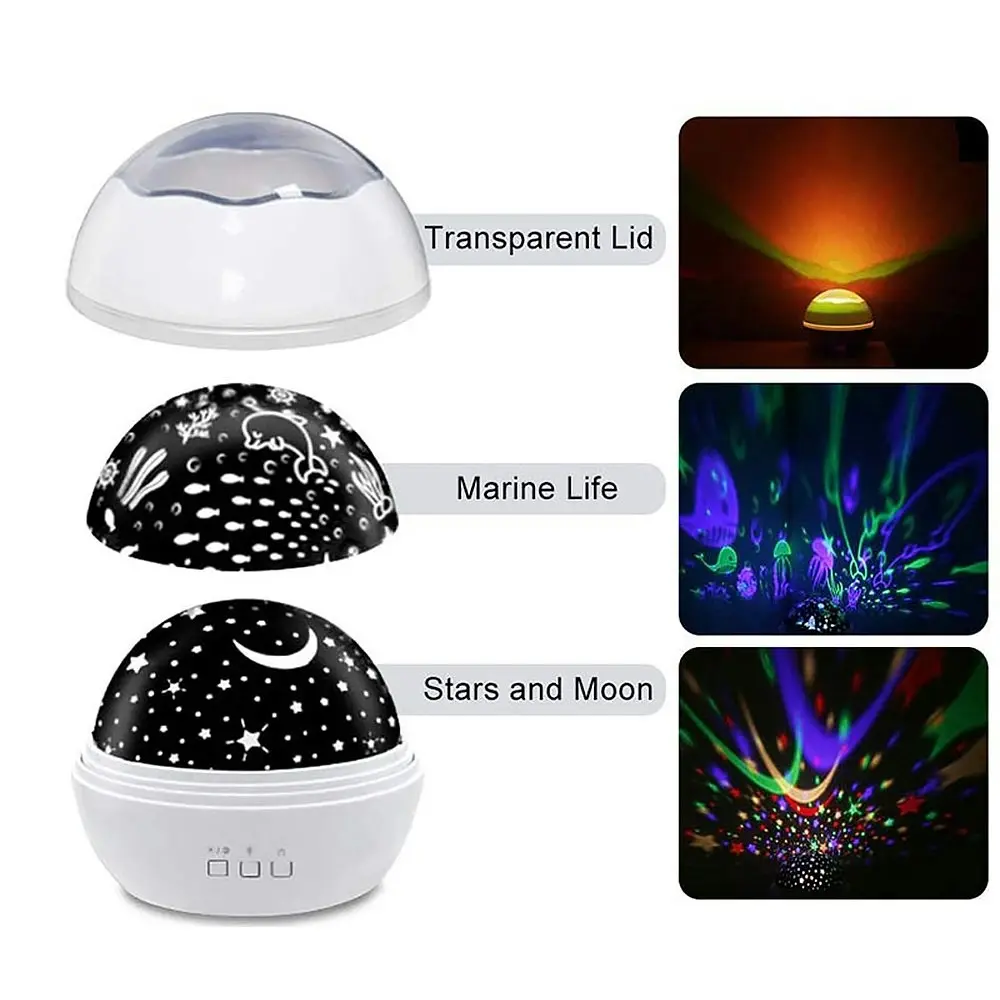 360 Degree Rotation Colorful Starry Night Light Projector