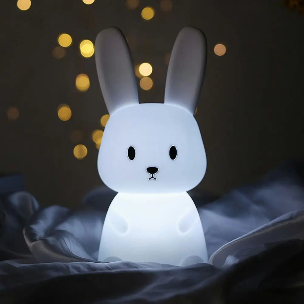 Portable Silicone Bunny Night Lights Kawaii Room Decor Squishy Nursery Light