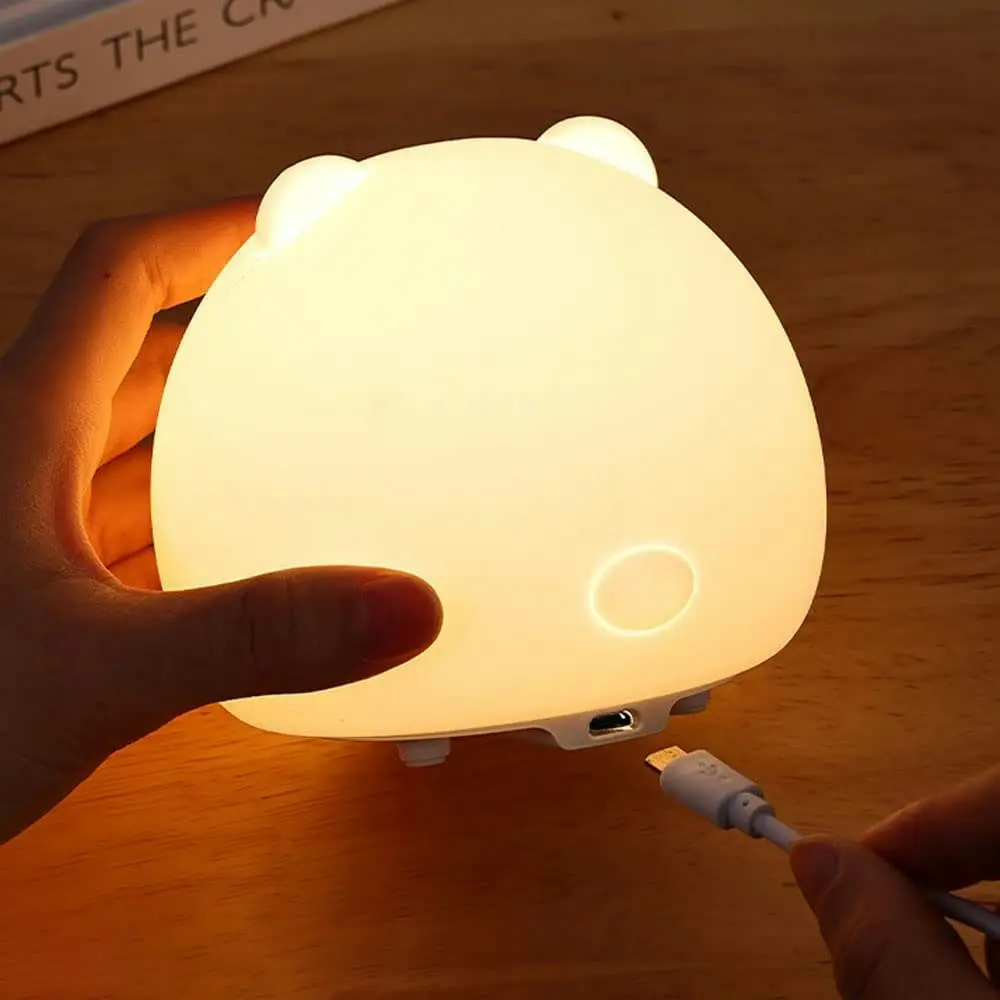 Cute Little Bear Night Light Color Changing Silicone USB LED Night Light