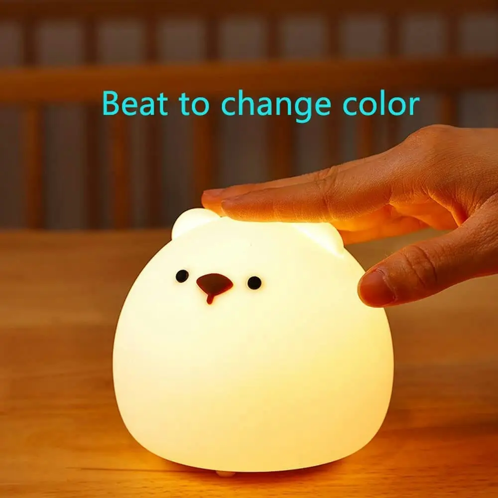 Cute Little Bear Night Light Color Changing Silicone USB LED Night Light