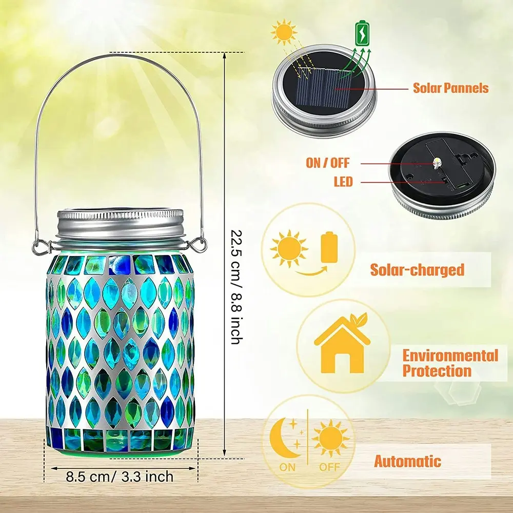 Outdoor Hanging Solar Lantern Waterproof Table Light Mosaic Night Light