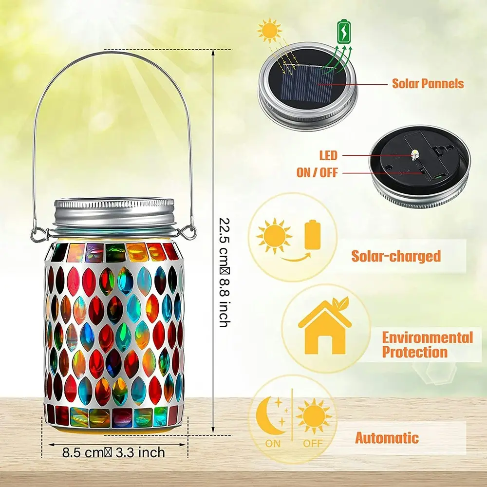 Outdoor Hanging Solar Lantern Waterproof Table Light Mosaic Night Light