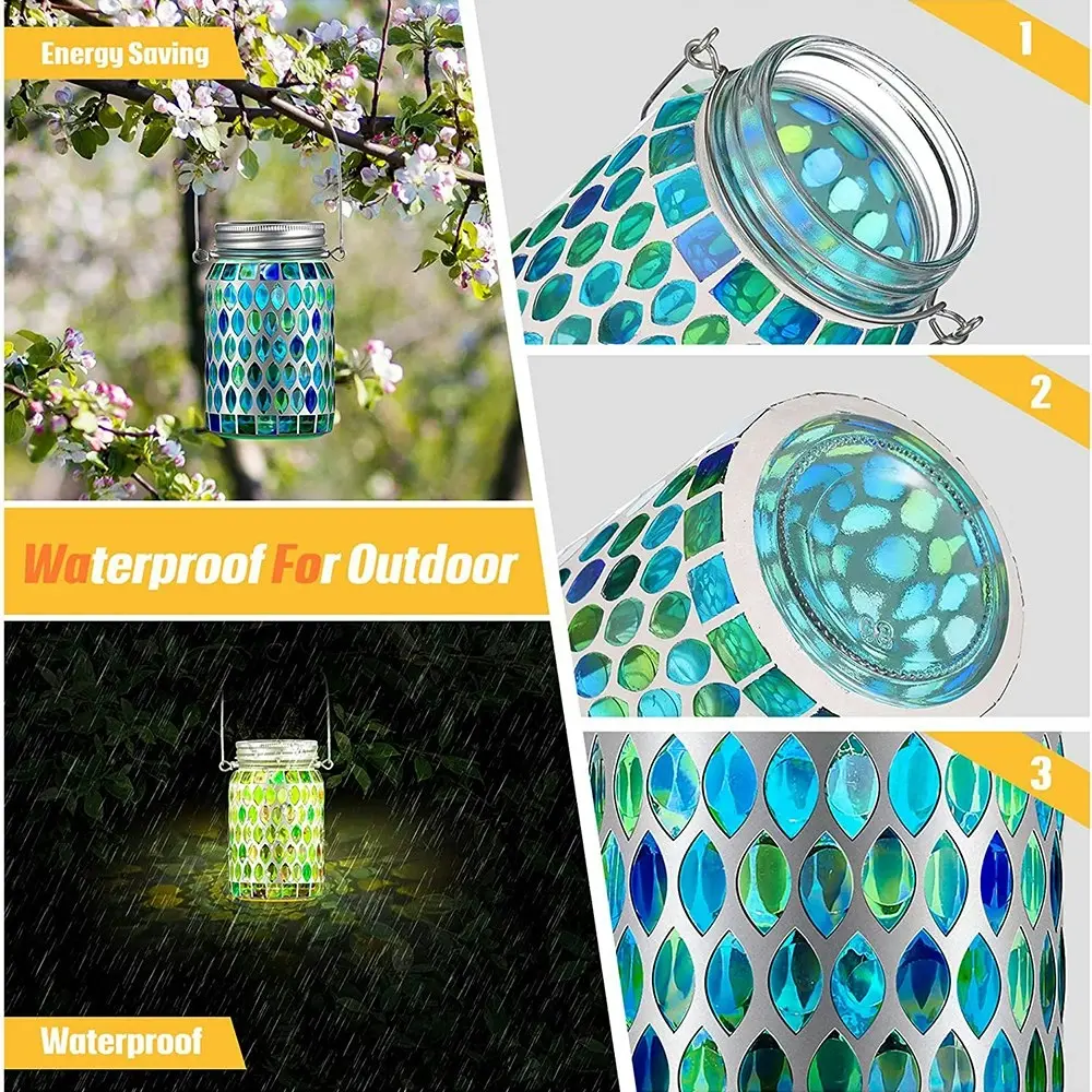 Outdoor Hanging Solar Lantern Waterproof Table Light Mosaic Night Light