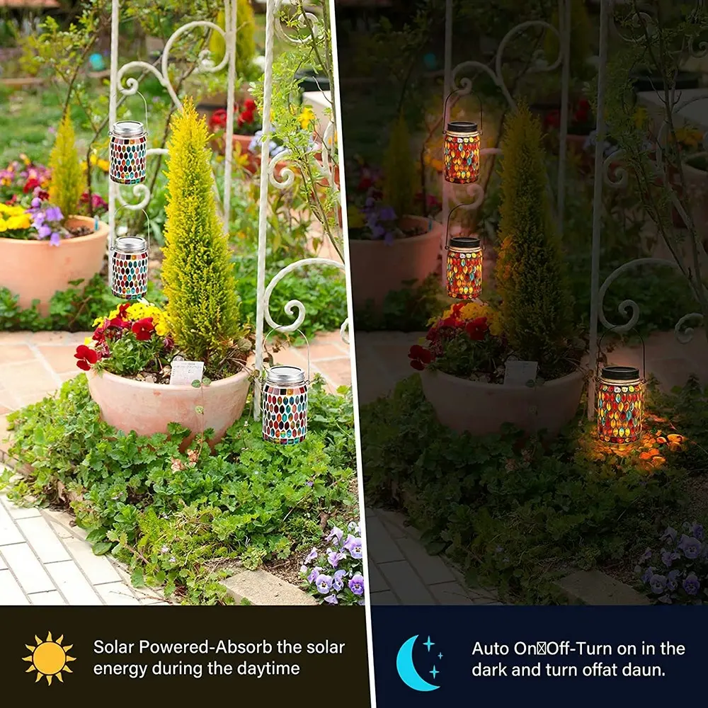 Outdoor Hanging Solar Lantern Waterproof Table Light Mosaic Night Light