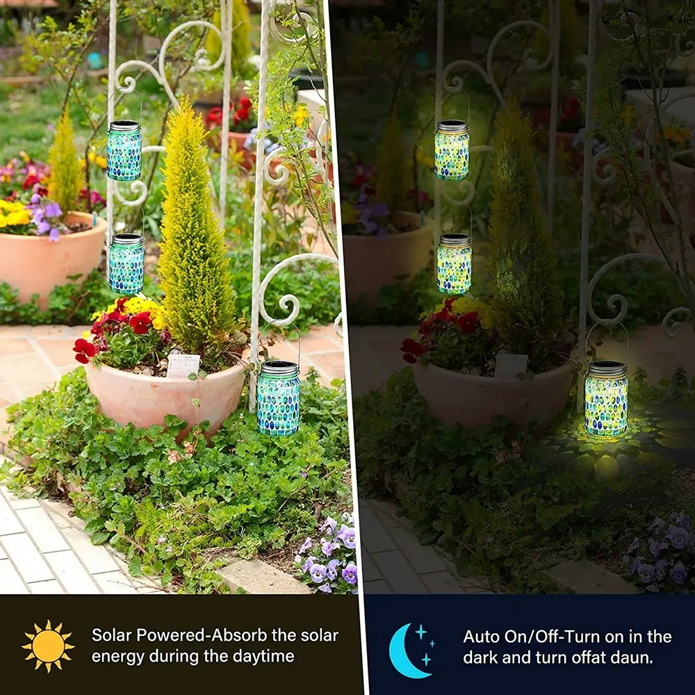 Outdoor Hanging Solar Lantern Waterproof Table Light Mosaic Night Light