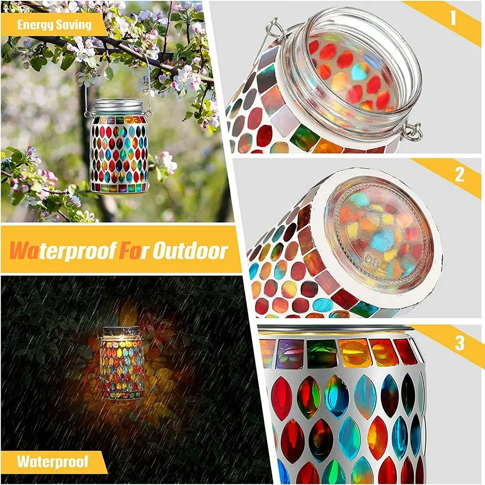 Outdoor Hanging Solar Lantern Waterproof Table Light Mosaic Night Light