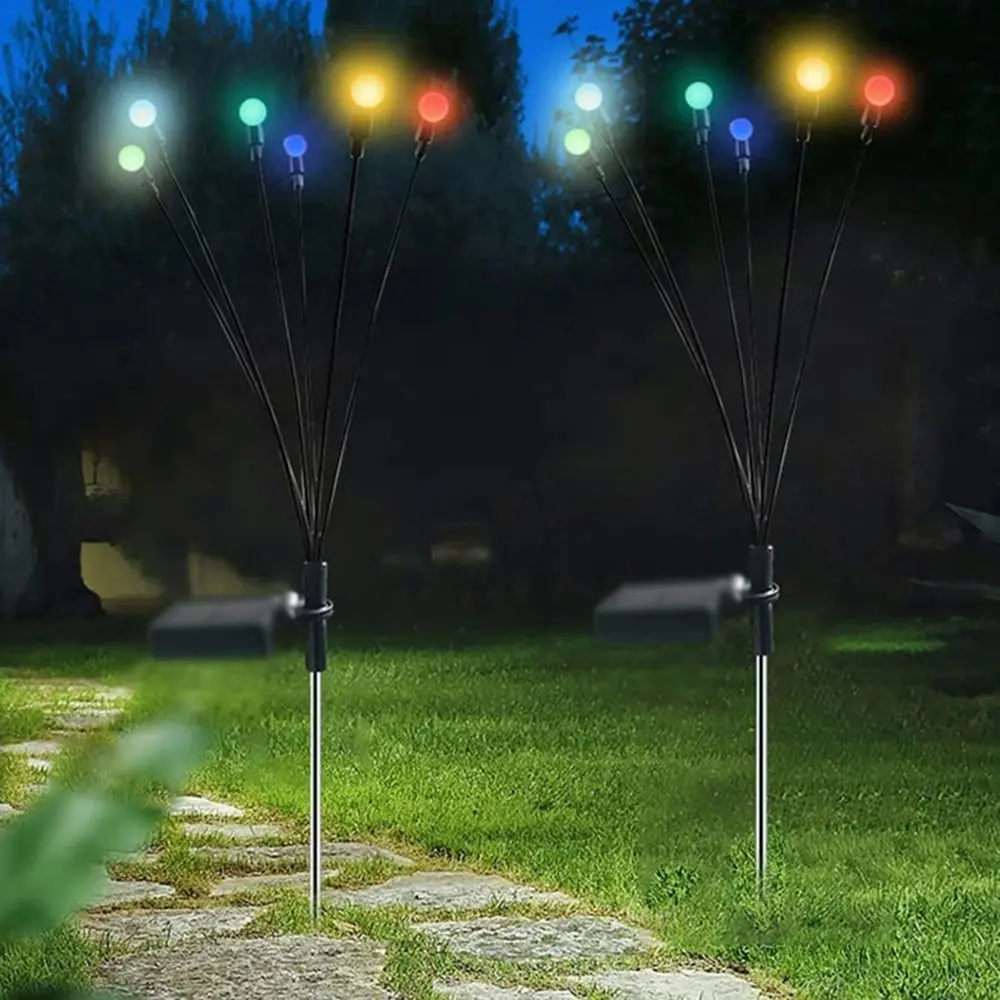 2Pcs Solar Powered Firefly Lights Outdoor Swaying Garden Lights