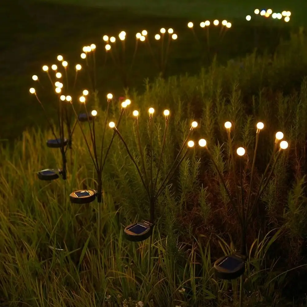 2Pcs Solar Powered Firefly Lights Outdoor Swaying Garden Lights