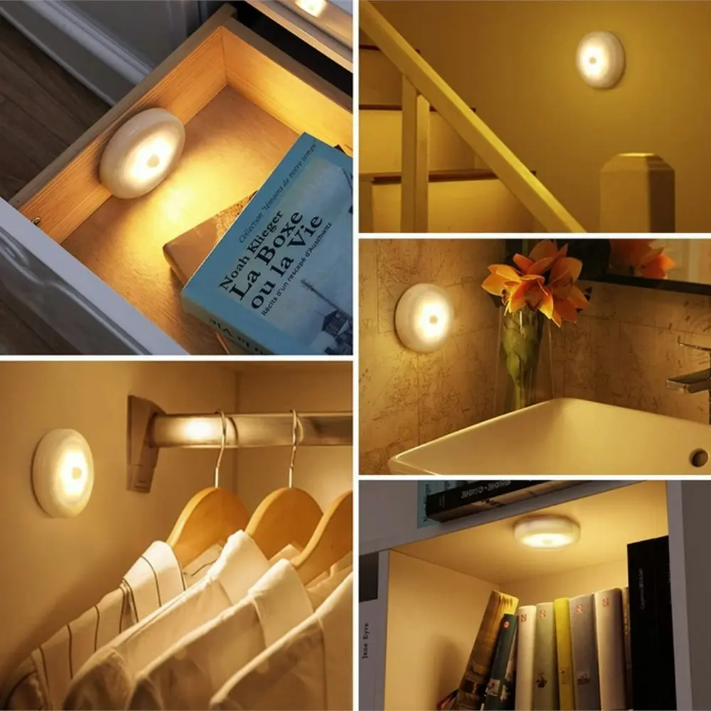 6 Pack Cordless Battery-Powered Motion Sensor Light Stair Lights Closet Lights