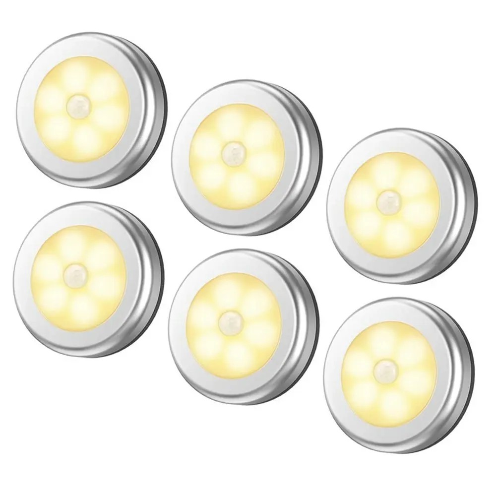 6 Pack Cordless Battery-Powered Motion Sensor Light Closet Lights Stair Lights