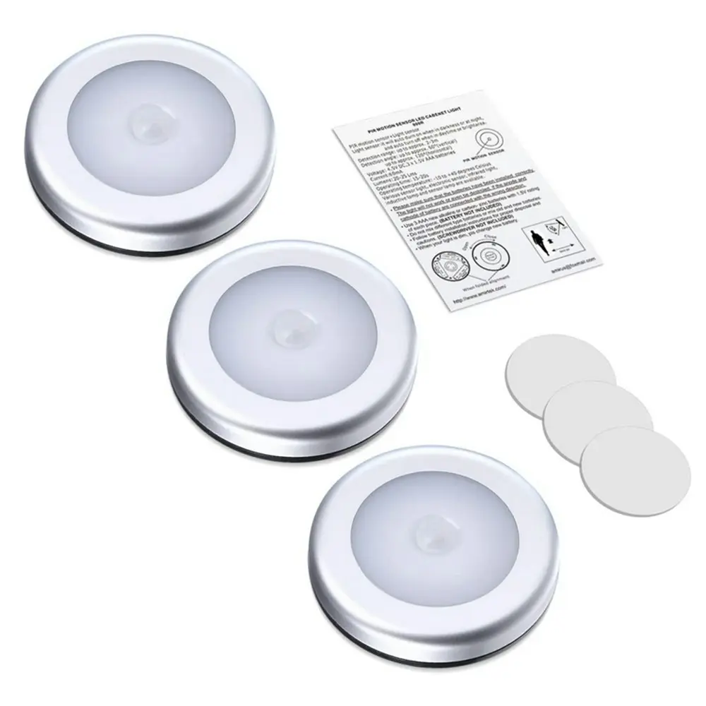 6 Pack Cordless Battery-Powered Motion Sensor Light Closet Lights Stair Lights