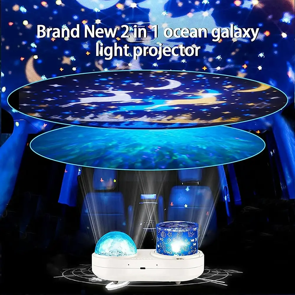 Double-Layer Ocean Light Projector 360 Degree Rotating Night Lights Projector