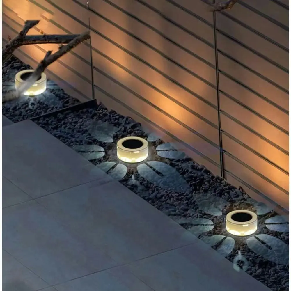 3 Pack LED Solar Outdoor Lights Flower  Garden Landscape Step Porch Wall Lights