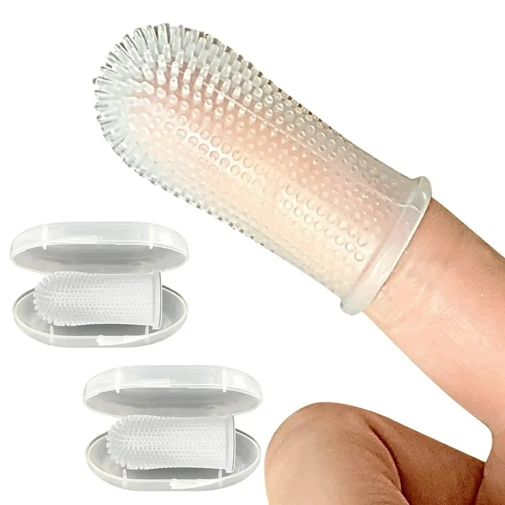 2Pcs Silicone Pet Toothbrush 360o Dog Finger Cover Toothbrush