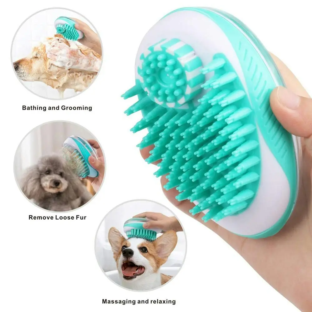 2 in 1 Bath Massage Brush Shampoo Dispenser Dog Grooming