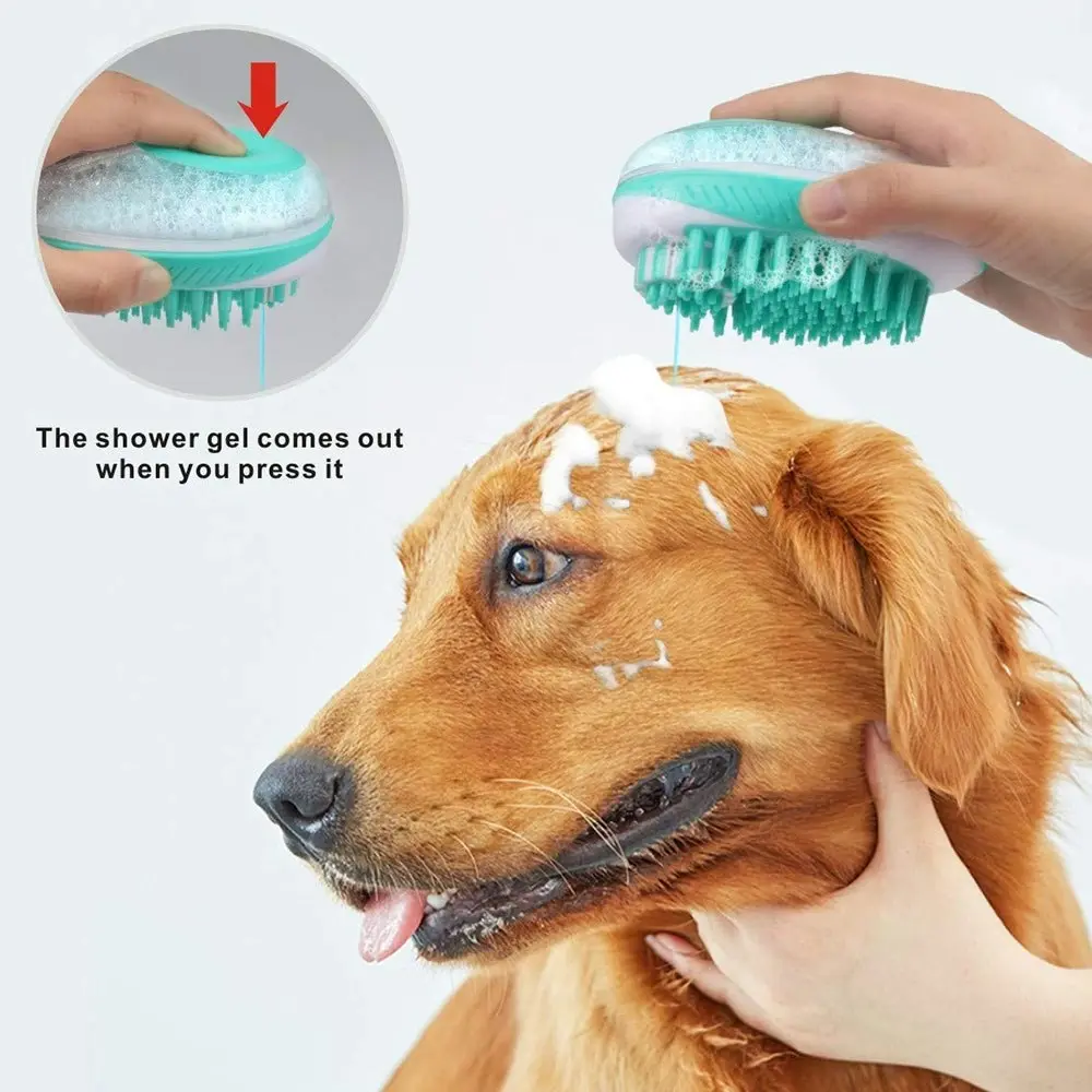 2 in 1 Bath Massage Brush Shampoo Dispenser Dog Grooming