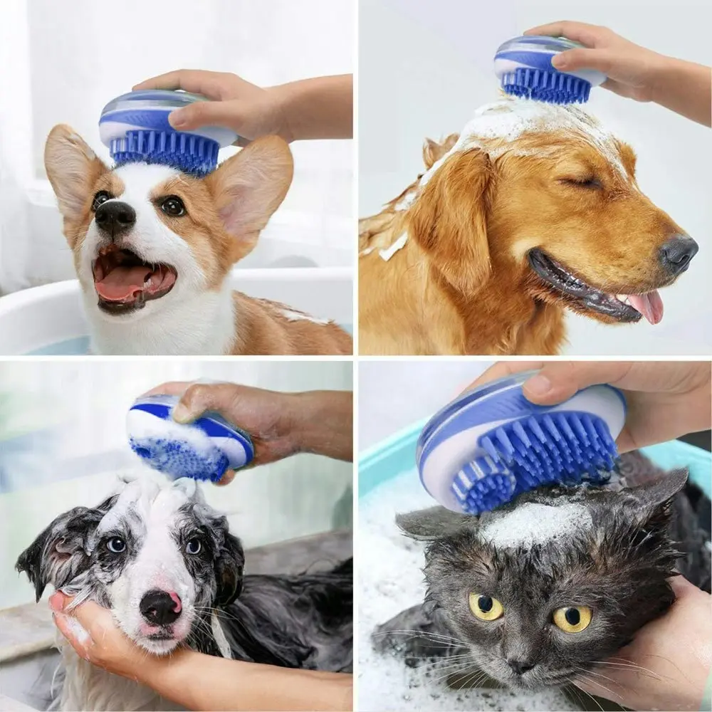 2 in 1 Bath Massage Brush Shampoo Dispenser Dog Grooming