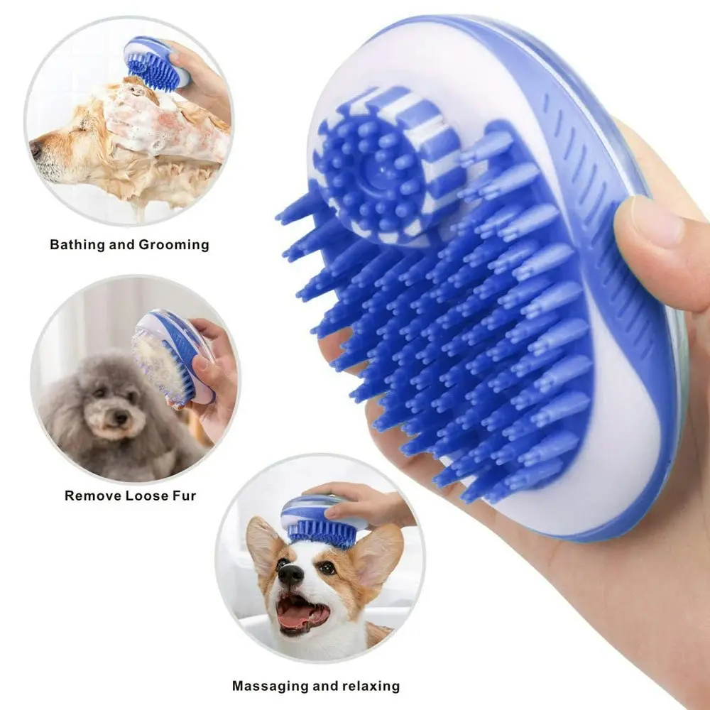 2 in 1 Bath Massage Brush Shampoo Dispenser Dog Grooming