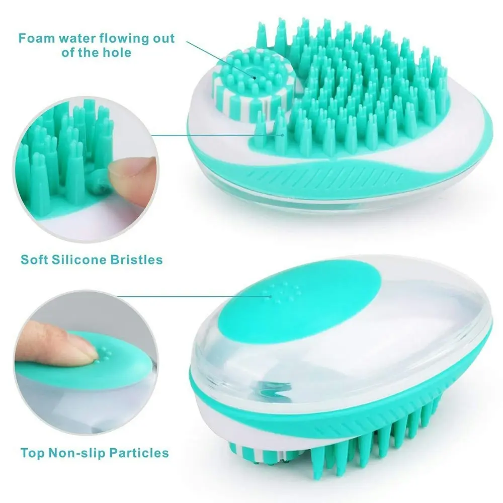 2 in 1 Bath Massage Brush Shampoo Dispenser Dog Grooming