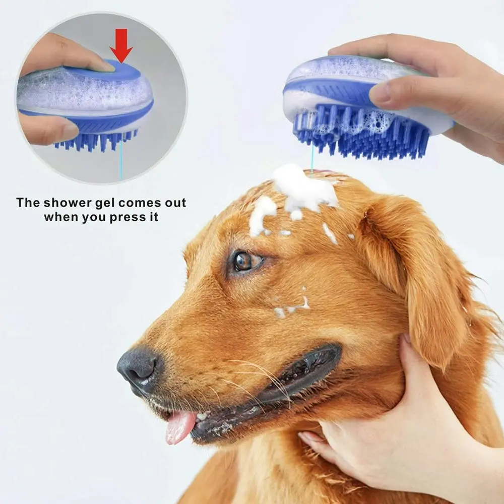 2 in 1 Bath Massage Brush Shampoo Dispenser Dog Grooming