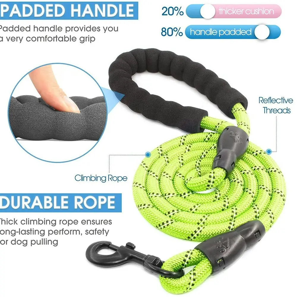 Strong Dog Leash Pet Leashes Reflective Leash For Small Medium Large Dog-Green