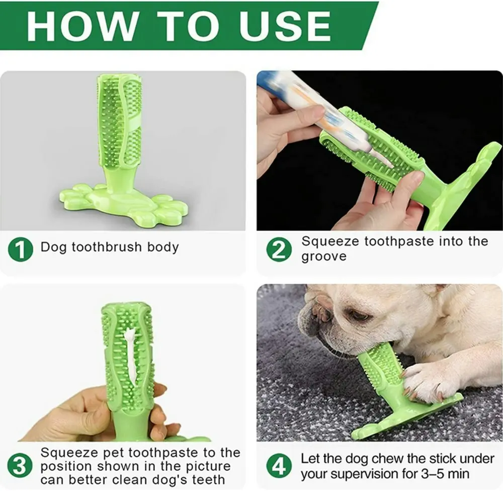 Dog Chew Toy for Dog Teeth Cleaning Natural Rubber Dog Toothbrush Toy