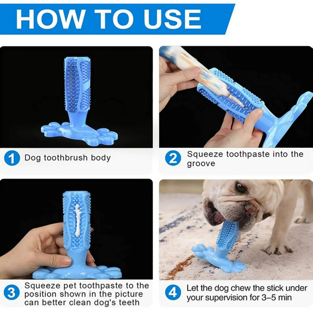 Dog Chew Toy for Dog Teeth Cleaning Natural Rubber Dog Toothbrush Toy